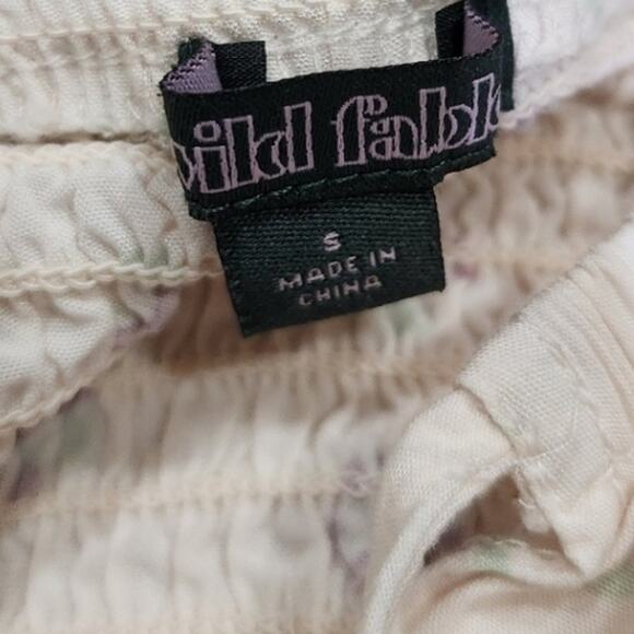 Wild Fable White Puff Sleeve Crop Blouse Milkmaid Cottage Tie Front Size Small - Picture 7 of 8